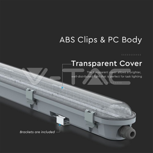 LED Влагозащитено Тяло M-Серия 1500мм 48W 6400K Прозрачно 120LM/W - изглед 3
