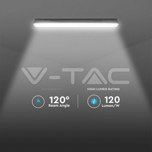 LED Влагозащитено Тяло M-Серия 1200мм 36W 4000K Мат Стоманен Клип 120LM/4320Lm - изглед 12
