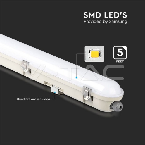 LED Влагозащитено Тяло M-Серия 1200мм 36W 4000K Мат Стоманен Клип 120LM/W - изглед 9