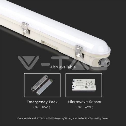 LED Влагозащитено Тяло M-Серия 1200мм 36W 4000K Мат Стоманен Клип 120LM/4320Lm - изглед 2