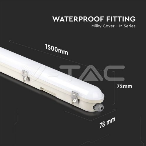 LED Влагозащитено Тяло M-Серия 1200мм 36W 4000K Мат Стоманен Клип 120LM/W - изглед 3