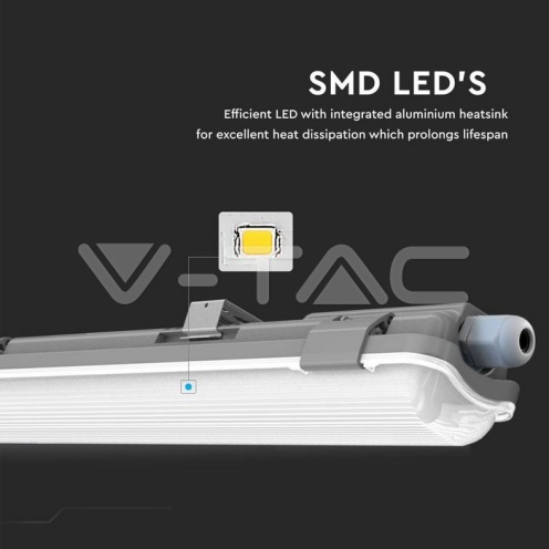 LED Влагозащитено тяло 60cm 1*10W 6400K - изглед 3