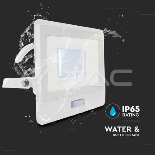 30W LED Прожектор PIR Сензор SAMSUNG ЧИП Бяло Тяло 3000К 1М Кабел - изглед 8