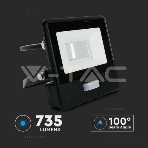 10W LED Прожектор PIR Сензор SAMSUNG ЧИП Черно Тяло 3000К 1М Кабел - изглед 12
