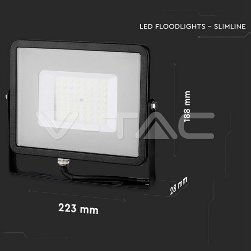 50W LED Прожектор SAMSUNG ЧИП SMD G2 Черно Тяло 4000К - изглед 4