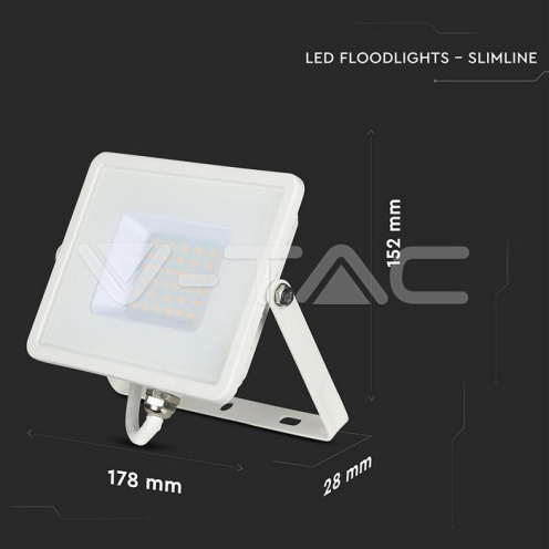 30W LED Прожектор SAMSUNG ЧИП G2 SMD Бяло Тяло 4000К - изглед 5