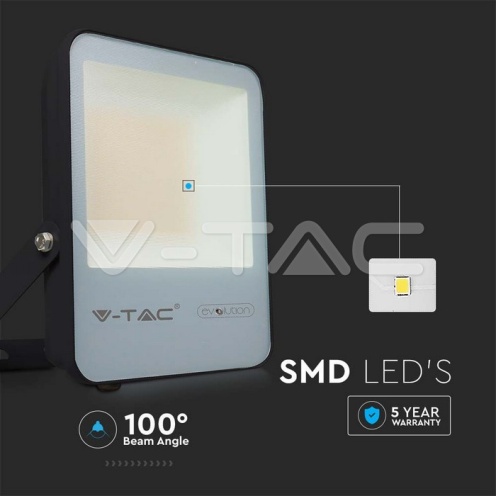 100W LED Прожектор С SAMSUNG ЧИП G8 Черно Тяло 4000К 185LM/W - изглед 3