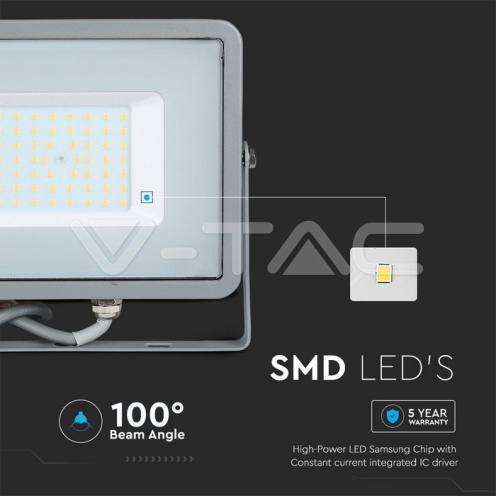 50W LED Прожектор SAMSUNG ЧИП SMD G2 Сиво Тяло 4000К - изглед 10
