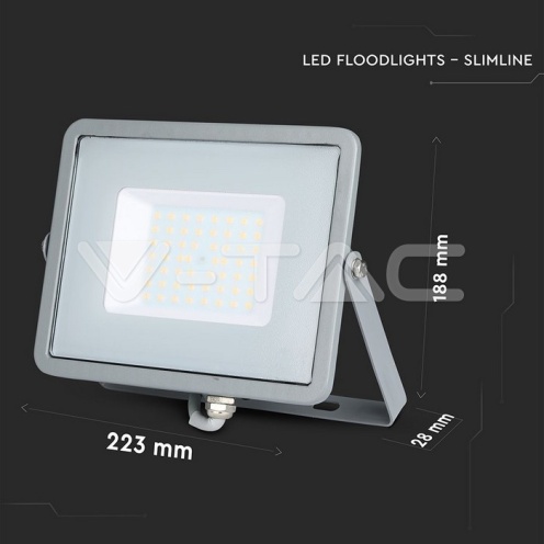 50W LED Прожектор SAMSUNG ЧИП SMD G2 Сиво Тяло 4000К - изглед 3