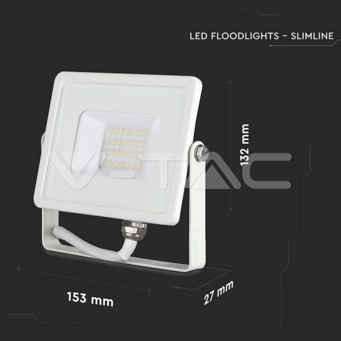 20W LED Прожектор SAMSUNG ЧИП G2 SMD Бяло Тяло 3000К - изглед 3