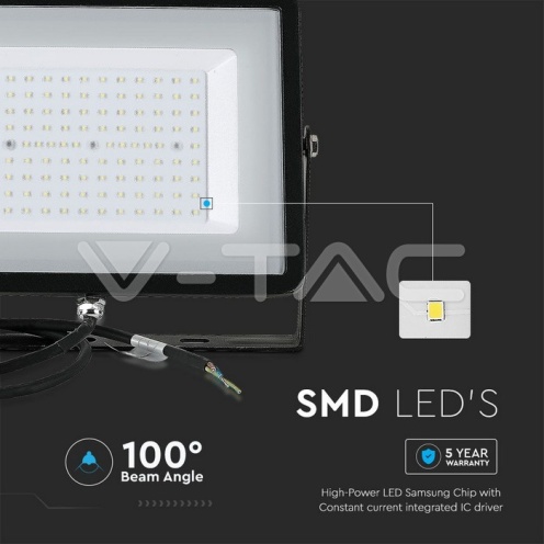 300W LED Прожектор SAMSUNG ЧИП G2 SMD Черно Тяло 4000К - изглед 8