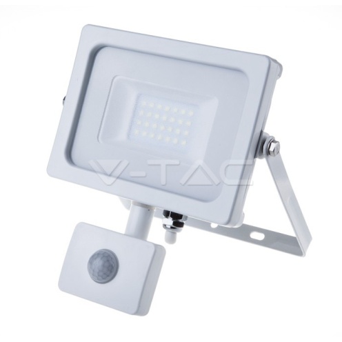 20W LED Прожектор Със Сензор SAMSUNG ЧИП Бяло Тяло 6400К - изглед 1