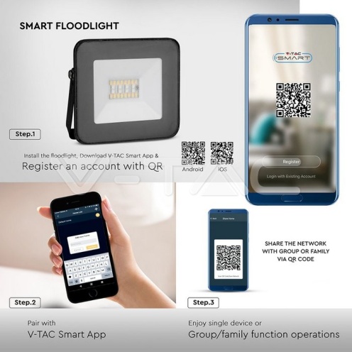 20W LED Прожектор Bluetooth Черно Тяло RGB + W - изглед 9 - rZ commerce 20W LED Прожектор Bluetooth Черно Тяло RGB + W - изглед 9