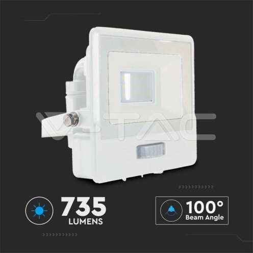 10W LED Прожектор PIR Сензор SAMSUNG ЧИП Бяло Тяло 3000К - изглед 12