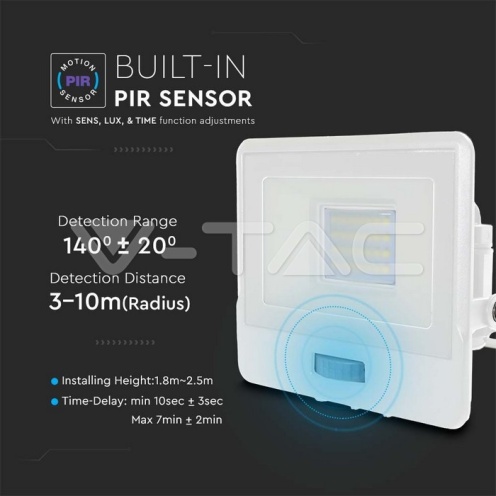 20W LED Прожектор PIR сензор SAMSUNG ЧИП бяло тяло 3000К - изглед 7