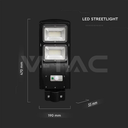 8W LED Соларна Улична Лампа Пластик 6000K Черно Тяло - изглед 2