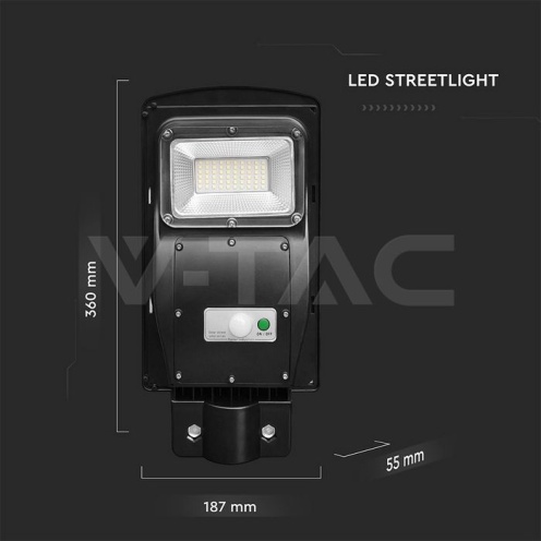 6W LED Соларна Улична Лампа Пластик 6000K Черно Тяло - изглед 2