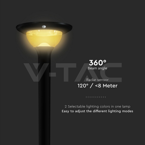 15W LED Соларна Градинско Тяло За Колче 12000mAh 3.2V CCT: 3IN1 Черно Тяло - изглед 7 - rZ commerce 15W LED Соларна Градинско Тяло За Колче 12000mAh 3.2V CCT: 3IN1 Черно Тяло - изглед 7