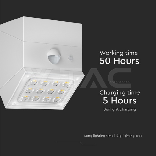 2.5W LED Соларна Стенна Със Сензор 1200mAh 3.7V CCT:3IN1 Бяло Тяло - изглед 2 - rZ commerce 2.5W LED Соларна Стенна Със Сензор 1200mAh 3.7V CCT:3IN1 Бяло Тяло - изглед 2