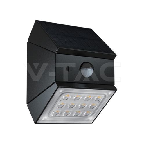 2.5W LED Соларна Стенна Със Сензор 1200mAh 3.7V CCT:3IN1 Черно Тяло - изглед 1 - rZ commerce 2.5W LED Соларна Стенна Със Сензор 1200mAh 3.7V CCT:3IN1 Черно Тяло - изглед 1