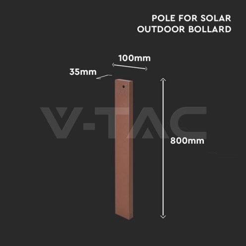 Стойка за Соларна Стенна Лампа 100*35*800мм Кафяво Тяло - изглед 2