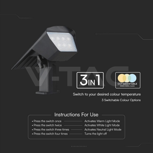 1.3W LED Соларно Колче IP65 CCT - изглед 8