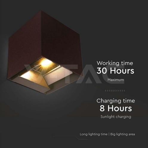 9W LED Соларна Лампа за Стена 3.7V 3 в 1 Кафяво Тяло IP65 - изглед 11
