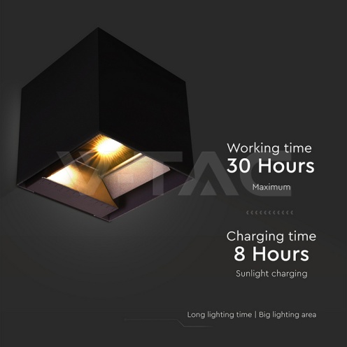9W LED Соларна Стенна Лампа с Батерия 3.7V 3 в 1 Черно Тяло IP65 - изглед 11