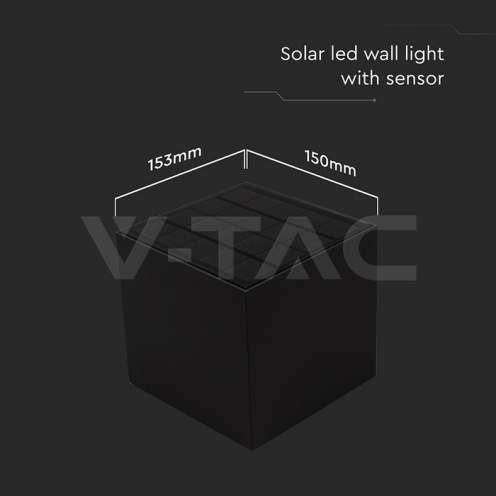 9W LED Соларна Стенна Лампа с Батерия 3.7V 3 в 1 Черно Тяло IP65 - изглед 2