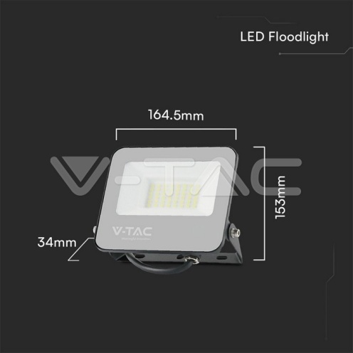 30W LED Прожектор 4000K черно тяло сиво стъкло 160lm/W 4800lm 5год. Гаранция - изглед 7 - rZ commerce 30W LED Прожектор 4000K черно тяло сиво стъкло 160lm/W 4800lm 5год. Гаранция - изглед 7