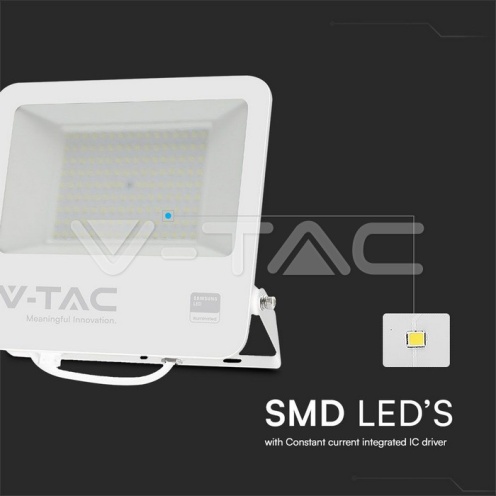 100W LED Прожектор SAMSUNG Чип 1м Кабел Бяло Тяло 6400K - изглед 2 - rZ commerce 100W LED Прожектор SAMSUNG Чип 1м Кабел Бяло Тяло 6400K - изглед 2