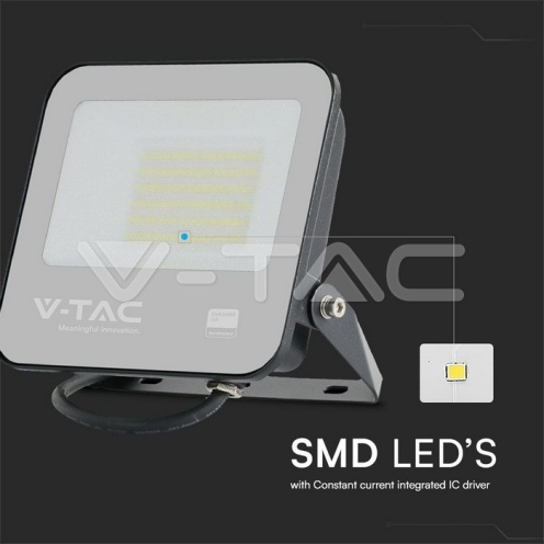 50W LED Прожектор SMD SAMSUNG Чип 1м кабел черно тяло сиво 4000K 4270lm - изглед 2