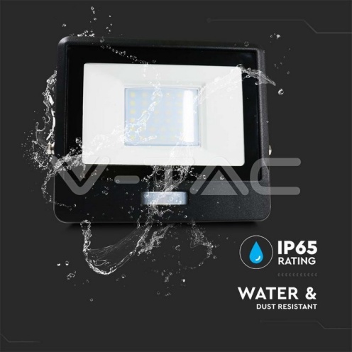 30W LED Прожектор PIR Сензор SAMSUNG ЧИП Черно Тяло 6400К 1М Кабел - изглед 10