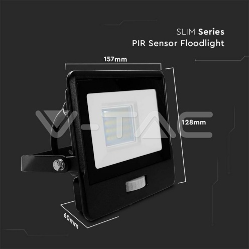 20W LED Прожектор PIR Сензор SAMSUNG ЧИП Черно Тяло 4000К 1М Кабел - изглед 2