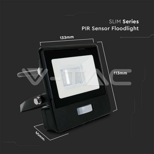 10W LED Прожектор PIR Сензор SAMSUNG ЧИП Черно Тяло 6400К 1М Кабел - изглед 2