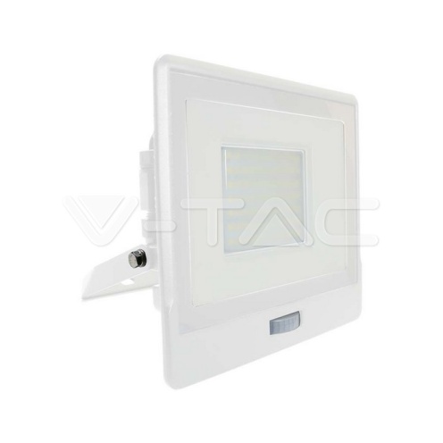 50W LED Прожектор PIR Сензор SAMSUNG ЧИП Бяло Тяло 6400К - изглед 1