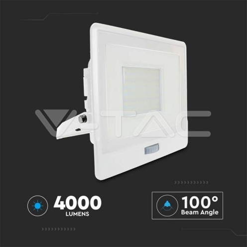 50W LED Прожектор PIR Сензор SAMSUNG ЧИП Бяло Тяло 4000К - изглед 12