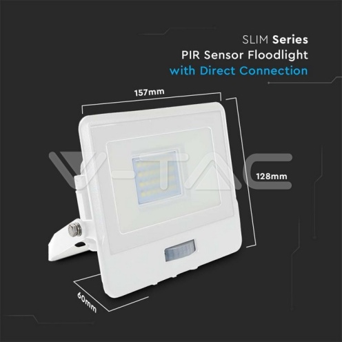 20W LED Прожектор PIR Сензор SAMSUNG ЧИП Бяло Тяло 6400К - изглед 2
