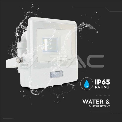 10W LED Прожектор PIR Сензор SAMSUNG ЧИП Бяло Тяло 6400К - изглед 10