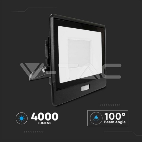 50W LED Прожектор PIR Сензор SAMSUNG ЧИП Черно Тяло 4000К - изглед 3