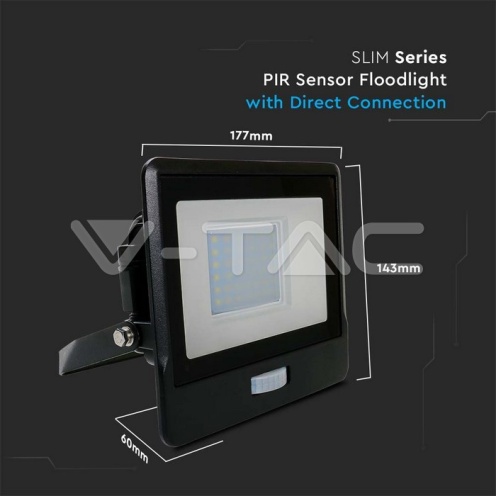 30W LED Прожектор PIR Сензор SAMSUNG ЧИП Черно Тяло 4000К - изглед 3 - rZ commerce 30W LED Прожектор PIR Сензор SAMSUNG ЧИП Черно Тяло 4000К - изглед 3
