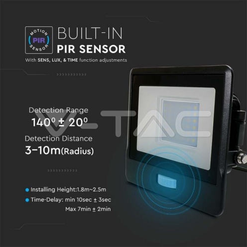 30W LED Прожектор PIR Сензор SAMSUNG ЧИП Черно Тяло 4000К - изглед 9 - rZ commerce 30W LED Прожектор PIR Сензор SAMSUNG ЧИП Черно Тяло 4000К - изглед 9