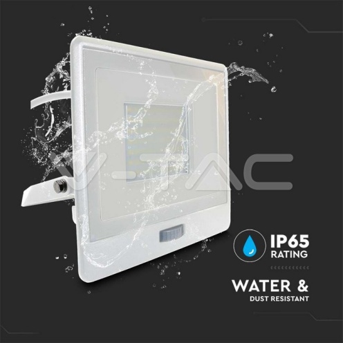 50W LED Прожектор PIR Сензор SAMSUNG ЧИП Бяло Тяло 6400К 1М Кабел - изглед 8
