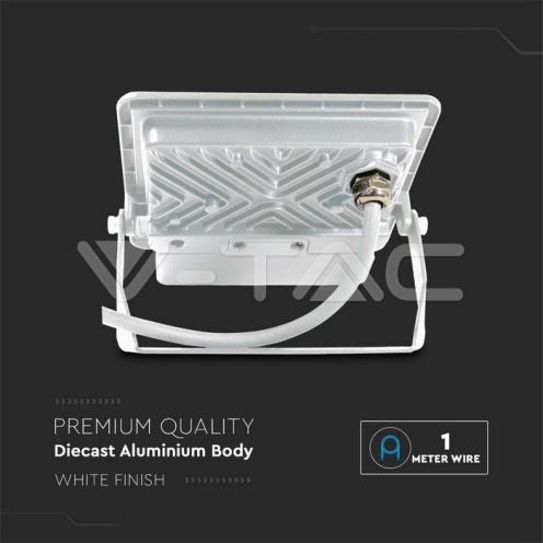 20W LED Прожектор PIR Сензор SAMSUNG ЧИП Бяло Тяло 4000К 1М Кабел - изглед 9