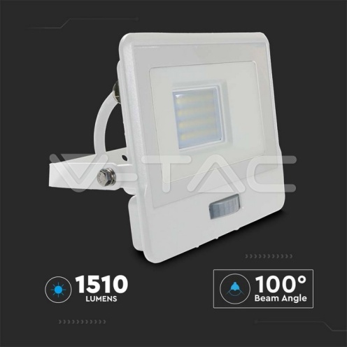 20W LED Прожектор PIR Сензор SAMSUNG ЧИП Бяло Тяло 4000К 1М Кабел - изглед 10