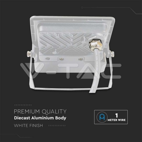 10W LED Прожектор PIR Сензор SAMSUNG ЧИП Бяло Тяло 6400К 1М Кабел - изглед 9