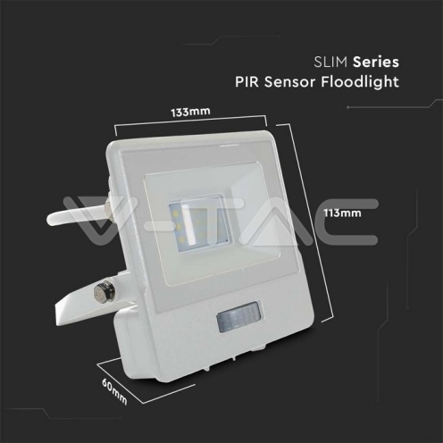 10W LED Прожектор PIR Сензор SAMSUNG ЧИП Бяло Тяло 6400К 1М Кабел - изглед 11