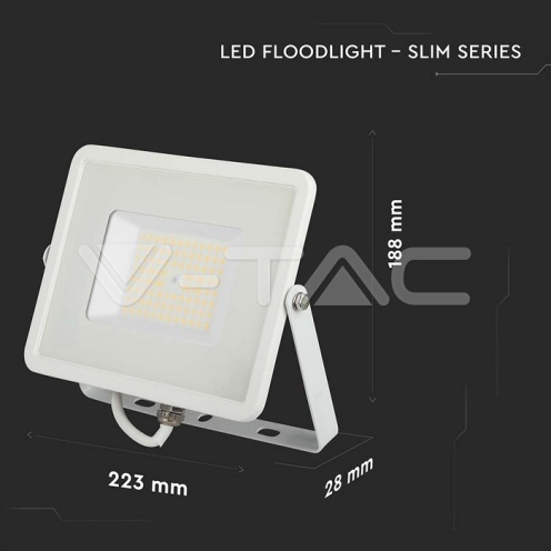 50W LED Прожектор SAMSUNG ЧИП SMD G2 SLIM Бяло Тяло 4000К - изглед 3 - rZ commerce 50W LED Прожектор SAMSUNG ЧИП SMD G2 SLIM Бяло Тяло 4000К - изглед 3