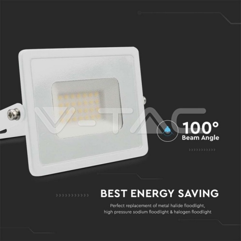 30W LED Прожектор Е-Series G2 Бяло Тяло 3000K - изглед 4