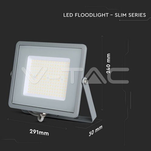 100W LED Прожектор SAMSUNG ЧИП G2 SMD SLIM Сиво Тяло 4000К 120LM/W - изглед 4 - rZ commerce 100W LED Прожектор SAMSUNG ЧИП G2 SMD SLIM Сиво Тяло 4000К 120LM/W - изглед 4